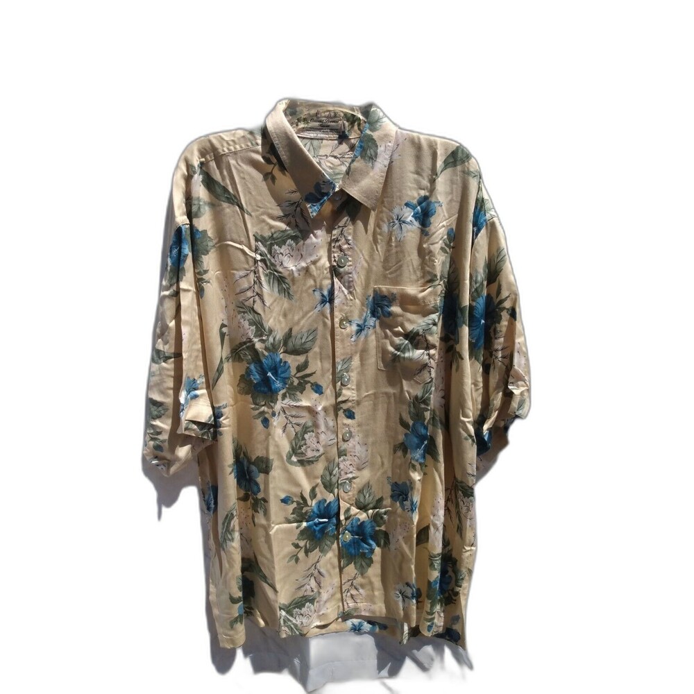 Coconut Breeze Men's Shirt Size XXL Hawaiian Yellow Floral Short Sleeve Casual